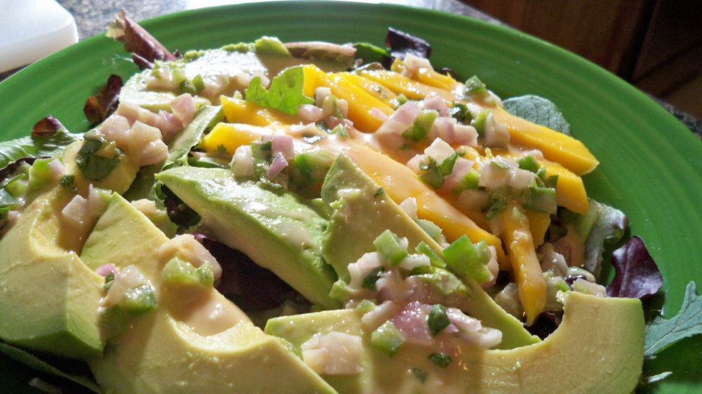 Mango and Avocado Salad with Peanut Dressing 