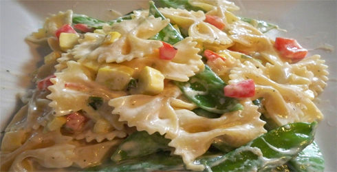 Creamy Pasta Primavera is a favorite dinner recipe, especially when spring veggies are abundant.  This is a great recipe that truly highlights the best in-season, local vegetables.