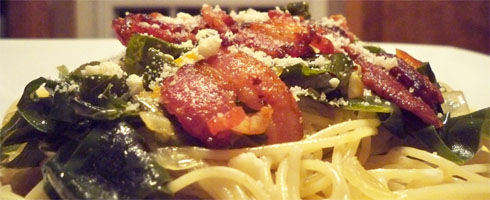 Creamy Pasta and Greens is one of the best things The Hungry Wife has made.  It has all the deliciousness of an alfredo sauce, mixed with semi-bitter greens.