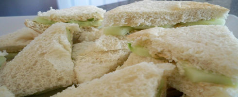 Herb Garden Cucumber Sandwiches remind me of the finger foods served at tea parties.  They are delicate and make a great snack when relaxing by the pool with friends, bridal and baby showers,