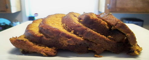 If you like any type of spice bread, zucchini or banana bread, then you must try this pumpkin date nut bread.  The bread is totally moist, and has just the right amount of sweetness and spices to not be overpowering. 