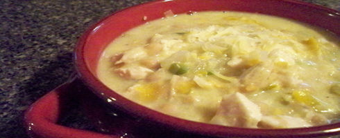 White Chicken Chili with Aged Cheddar Cheese